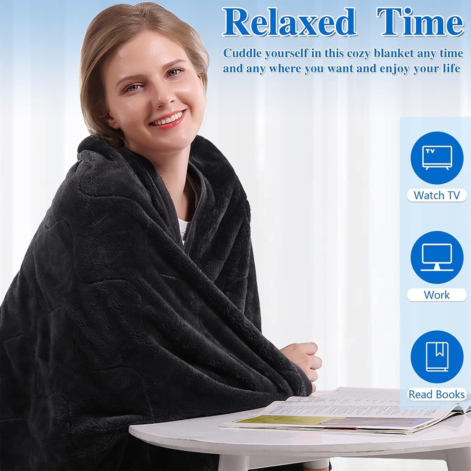 Cooling Blanket Twin Size, Cooling Summer Blanket 60X80 Inch, Cool Blanket for Hot Sleepers Night Sweat, Lightweight Blanket with Cooling Fiber and Plush Double Sided for All Season, Dark Gray