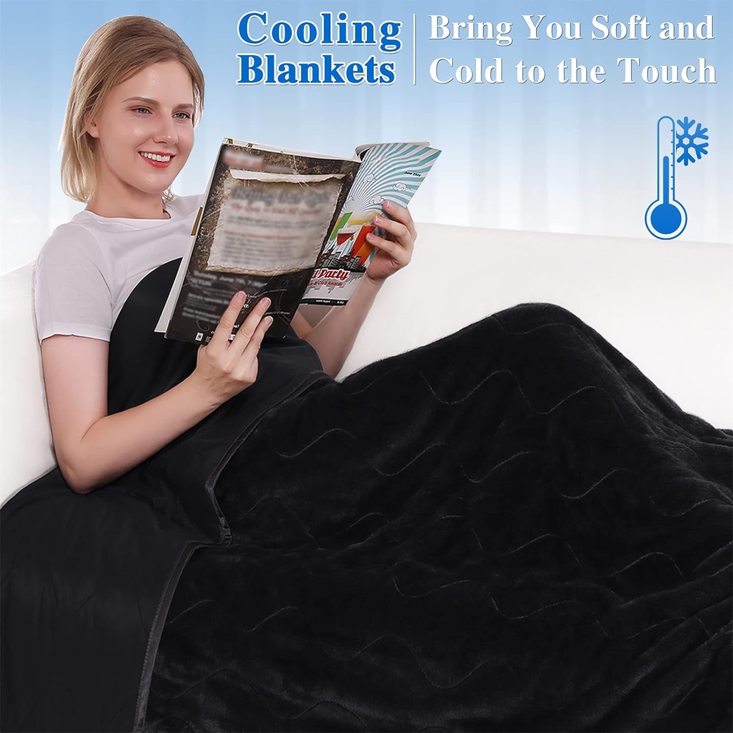 Cooling Blanket Twin Size, Cooling Summer Blanket 60X80 Inch, Cool Blanket for Hot Sleepers Night Sweat, Lightweight Blanket with Cooling Fiber and Plush Double Sided for All Season, Dark Gray